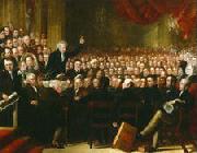 Benjamin Robert Haydon Oil painting of William Smeal addressing the Anti-Slavery Society at their annual convention painting